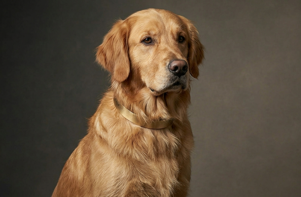 Golden retriever dog portrait for grooming guide